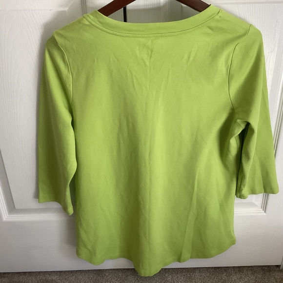 Ladies ISAAC MIZRAHI Lime Green 3/4 Sleeve Pullover Top Size Large - Picture 2 of 8